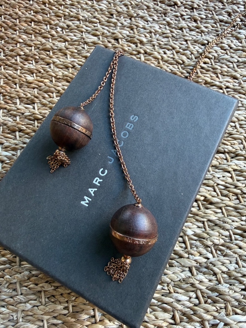 Marc by Marc Jacobs Long Rose Gold and Wood Tassel Necklace